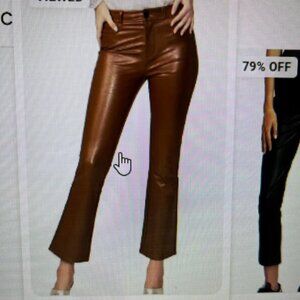 PAIGE Claudine Faux Leather Ankle Flare Pants Sz 28 Classic
